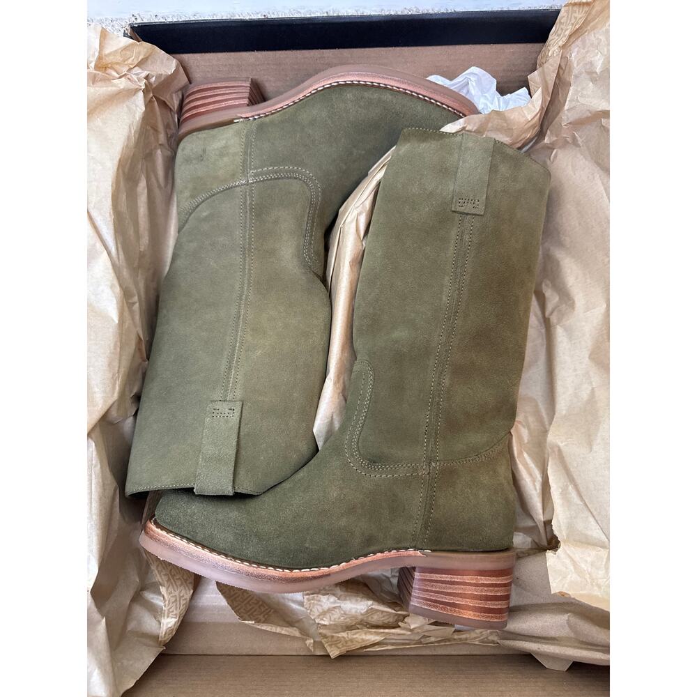 FRYE Campus 12R Olive Cow Suede Leather Mid Calf Boots Size 9 - Picture 2 of 5